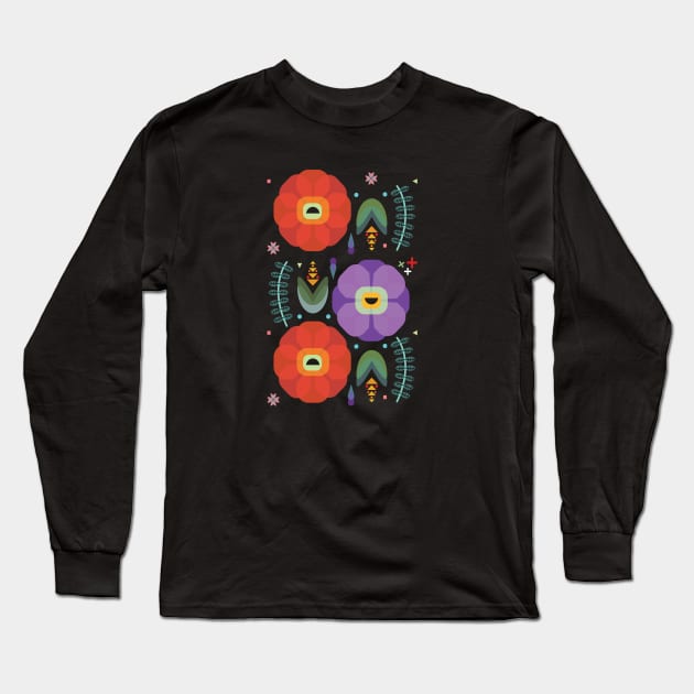 Flowerfully Folk Long Sleeve T-Shirt by LjM